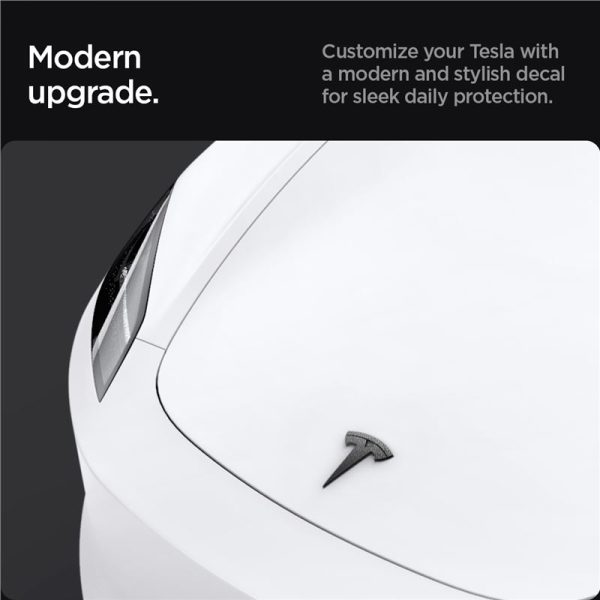 Spigen Tesla Front Emblem Logo Full Cover carbon - Tesla Model 3 2024 (ACP08548) - Image 3
