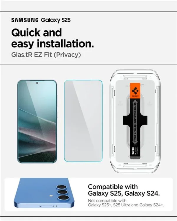 Privacy Τζάμι Προστασίας Samsung Galaxy S24 / S25 Spigen Glas.TR EZ Fit HD 2-Pack (AGL09308) - Image 11