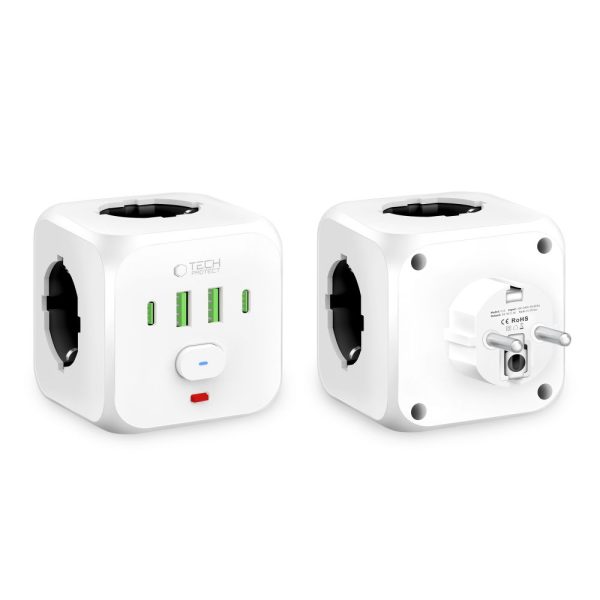 TECH-PROTECT PCL3X4 POWER SOCKET 2 USB & 2 TYPE-C & 3 SOCKET WHITE - Image 2