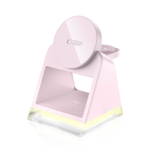 TECH-PROTECT QI15W-A43 3IN1 MAGNETIC MAGSAFE WIRELESS CHARGER BABY PINK - Image 2