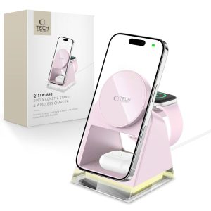 TECH-PROTECT QI15W-A43 3IN1 MAGNETIC MAGSAFE WIRELESS CHARGER BABY PINK