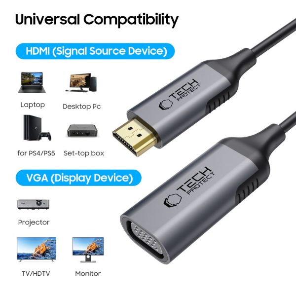 TECH-PROTECT ULTRABOOST ADAPTER HDMI TO VGA FULL HD 60HZ BLACK - Image 3