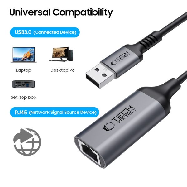 TECH-PROTECT ULTRABOOST ADAPTER USB 3.0 TO ETHERNET RJ45 1000MBPS BLACK - Image 3