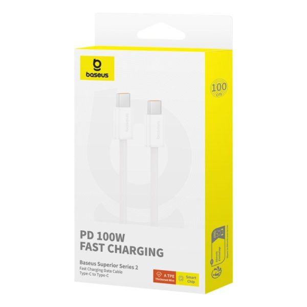 Baseus Superior Series 2 Fast Charging Data Cable Type-C to Type-C 100W 2m Moon White (P10365200211-04) - Image 5