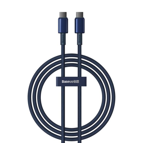 Baseus Tungsten Gold Fast Charging Data Cable Type-C to Type-C 100W 1m Deepsea Blue (P10319800321-03) - Image 4