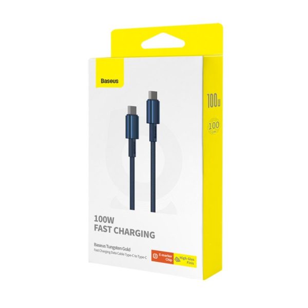 Baseus Tungsten Gold Fast Charging Data Cable Type-C to Type-C 100W 2m Deepsea Blue (P10319800321-04) - Image 6