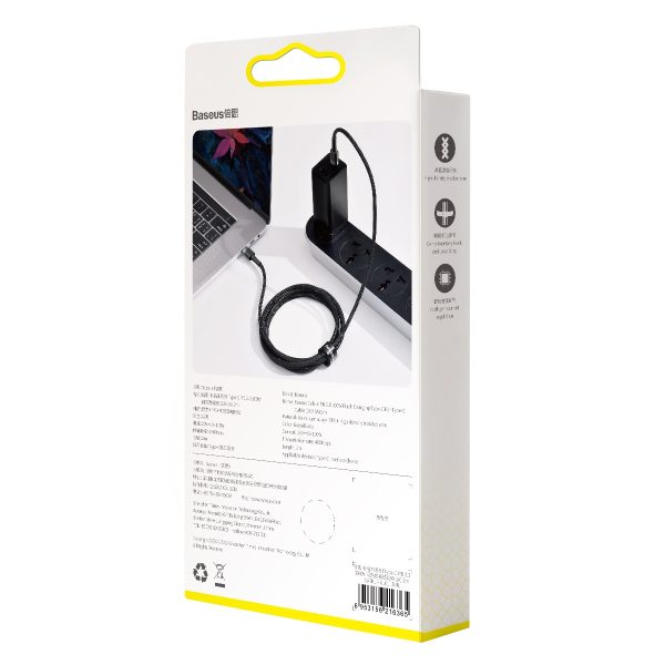 Baseus cable Cafule PD USB-C - USB-C 2,0 m 5A gray-black 100W (CATKLF-ALG1) - Image 7