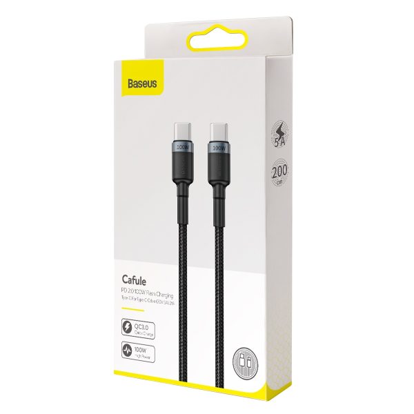 Baseus cable Cafule PD USB-C - USB-C 2,0 m 5A gray-black 100W (CATKLF-ALG1) - Image 8