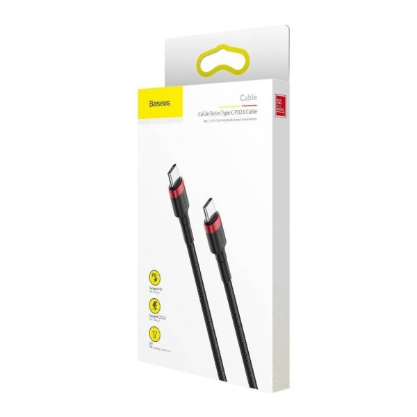 Baseus cable Cafule PD USB-C - USB-C 2,0 m red-black 60W (CATKLF-H91) - Image 3