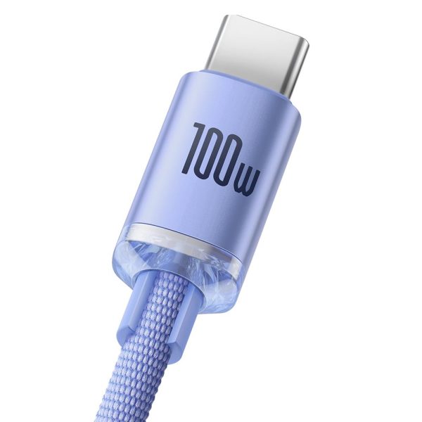 Baseus Cable  Crystal Shine USB to Type-C 1,2 m 100W purple (CAJY000405) - Image 3