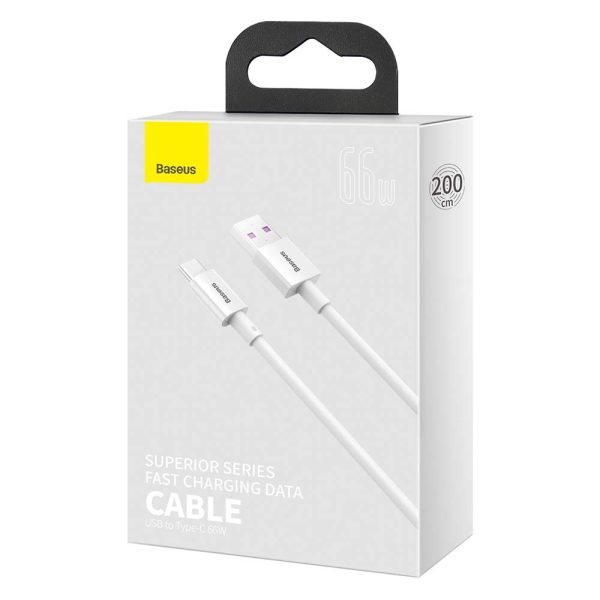 Baseus cable Superior USB - USB-C 2,0 m white 66W (CATYS-A02) - Image 7