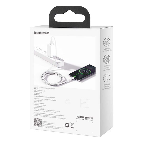 Baseus cable Superior USB - USB-C 2,0 m white 66W (CATYS-A02) - Image 8