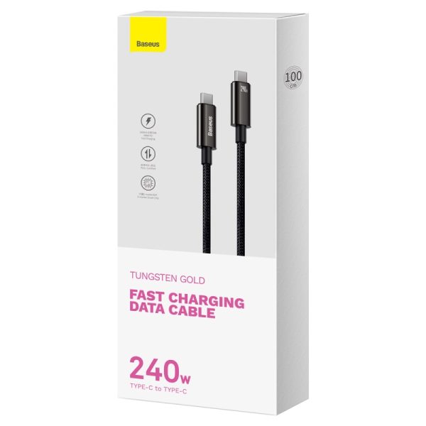 Baseus cable Tungsten PD USB-C - USB-C 1,0m black 240W (CAWJ040001) - Image 3