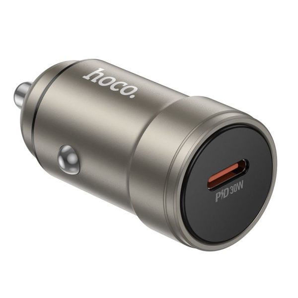 Hoco Car Charger Type C PD QC 30W Z57 Metal Grey - Image 2