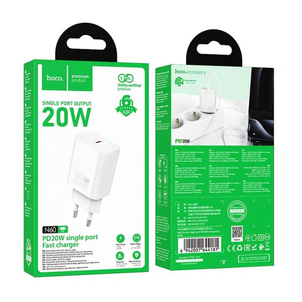 Hoco wall charger Type C PD QC 20W N60 white - Image 4