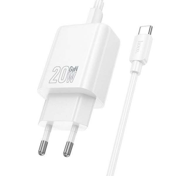 Hoco wall charger Type C + cable Type C to Lightning PD QC 20W N60 white - Image 3