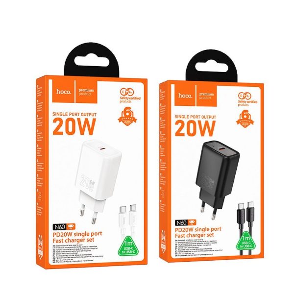 Hoco wall charger Type C + cable Type C to Lightning PD QC 20W N60 white - Image 6