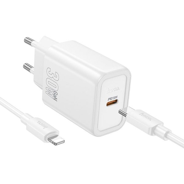 HOCO wall charger Type C + cable Type C to Lightning PD QC 30W N62 white