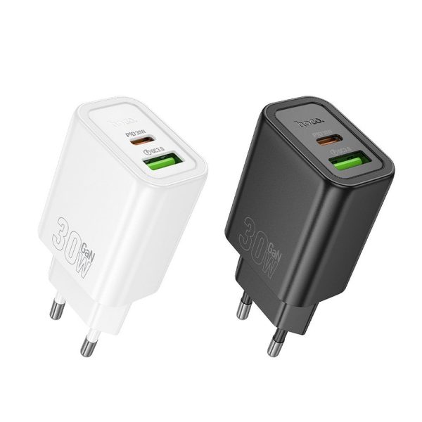 Hoco Wall Charger USB A + Type C PD QC3.0 3A 30W N63 Black - Image 3