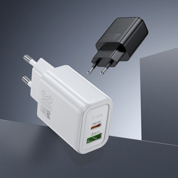 Hoco Wall Charger USB A + Type C PD QC3.0 3A 30W N63 Black - Image 5