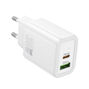 HOCO wall charger USB A + Type C PD QC3.0 3A 30W N63 white