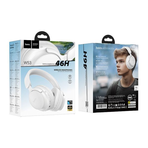 HOCO wire headphones bluetooth W53 morning mist white - Image 4