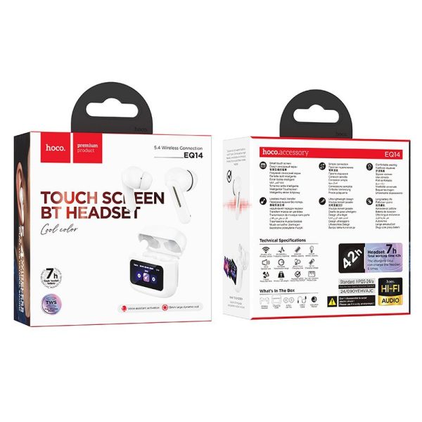 HOCO wireless earphones bluetooth with touch screen TWS EQ14 white - Image 5