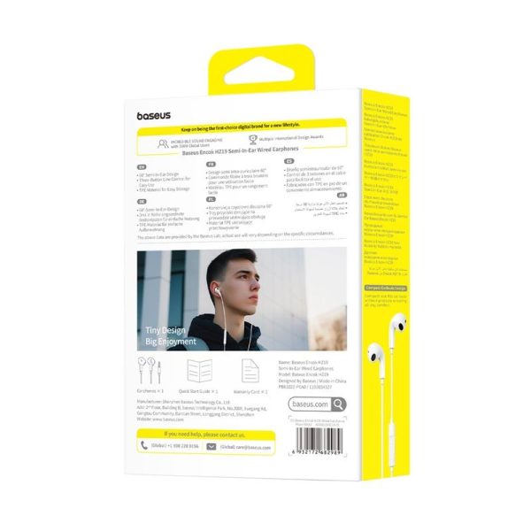 Baseus Encok HZ19 Wired Earphones Moon White (A00182301213-00) - Image 7