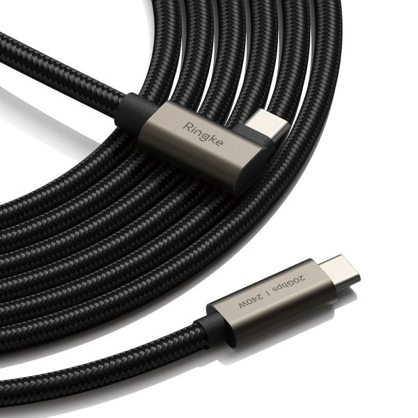 RINGKE USB 3.2 GEN 2X2 TYPE-C 90 DEGREE CABLE PD240W 100CM BLACK - Image 3