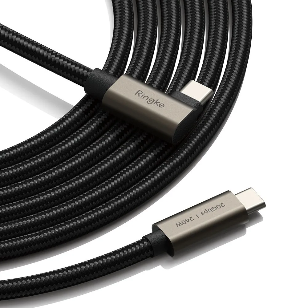 Καλώδιο USB-C Ringke USB 3.2 Gen 2x2 240W 20Gbps 2m 90° Black - Image 3