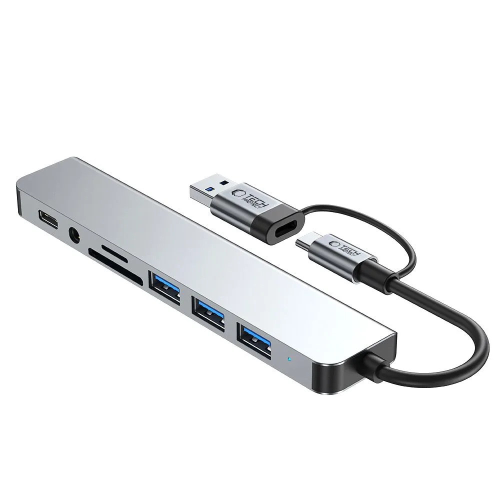 USB-C Hub Adapter Tech-Protect HB06 8in1 Space Grey - Image 3