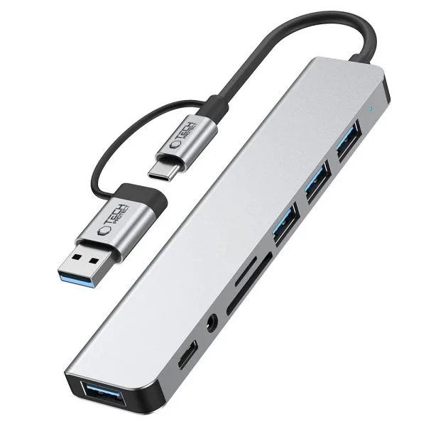 USB-C Hub Adapter Tech-Protect HB06 8in1 Space Grey - Image 5
