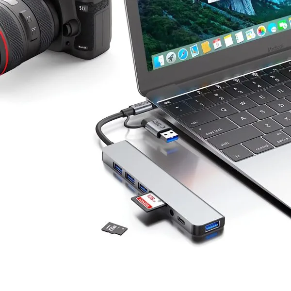 USB-C Hub Adapter Tech-Protect HB06 8in1 Space Grey - Image 8