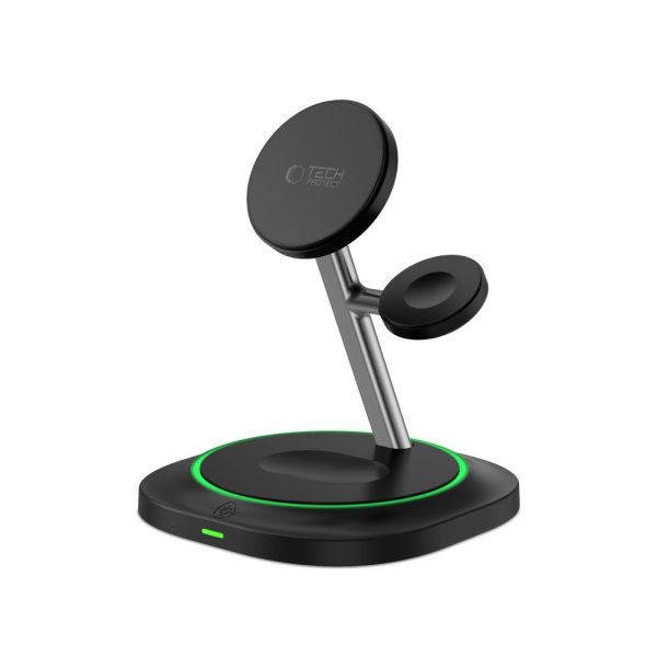 TECH-PROTECT QI15W-A46 3IN1 MAGNETIC MAGSAFE WIRELESS CHARGER BLACK - Image 4