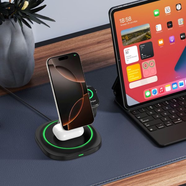 TECH-PROTECT QI15W-A46 3IN1 MAGNETIC MAGSAFE WIRELESS CHARGER BLACK - Image 9