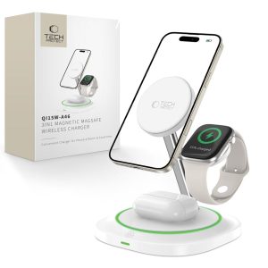 TECH-PROTECT QI15W-A46 3IN1 MAGNETIC MAGSAFE WIRELESS CHARGER WHITE