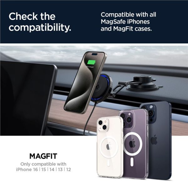 Spigen OneTap Pro 3 Cryomax MagSafe Car Wireless Charger (Dashboard) black (ACP07405) - Image 3