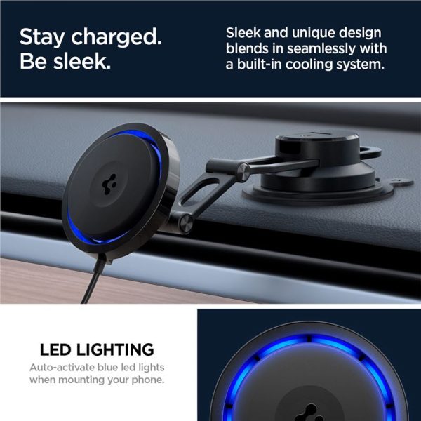 Spigen OneTap Pro 3 Cryomax MagSafe Car Wireless Charger (Dashboard) black (ACP07405) - Image 4