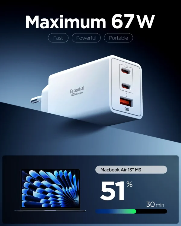 Spigen Essential 67W Wall Charger EE673EU white (ACH08710) - Image 8