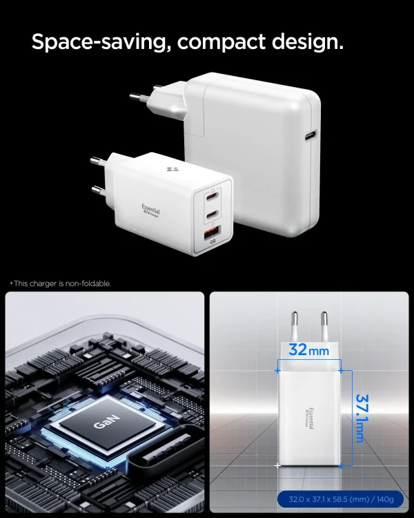 Spigen Essential 67W Wall Charger EE673EU white (ACH08710) - Image 5