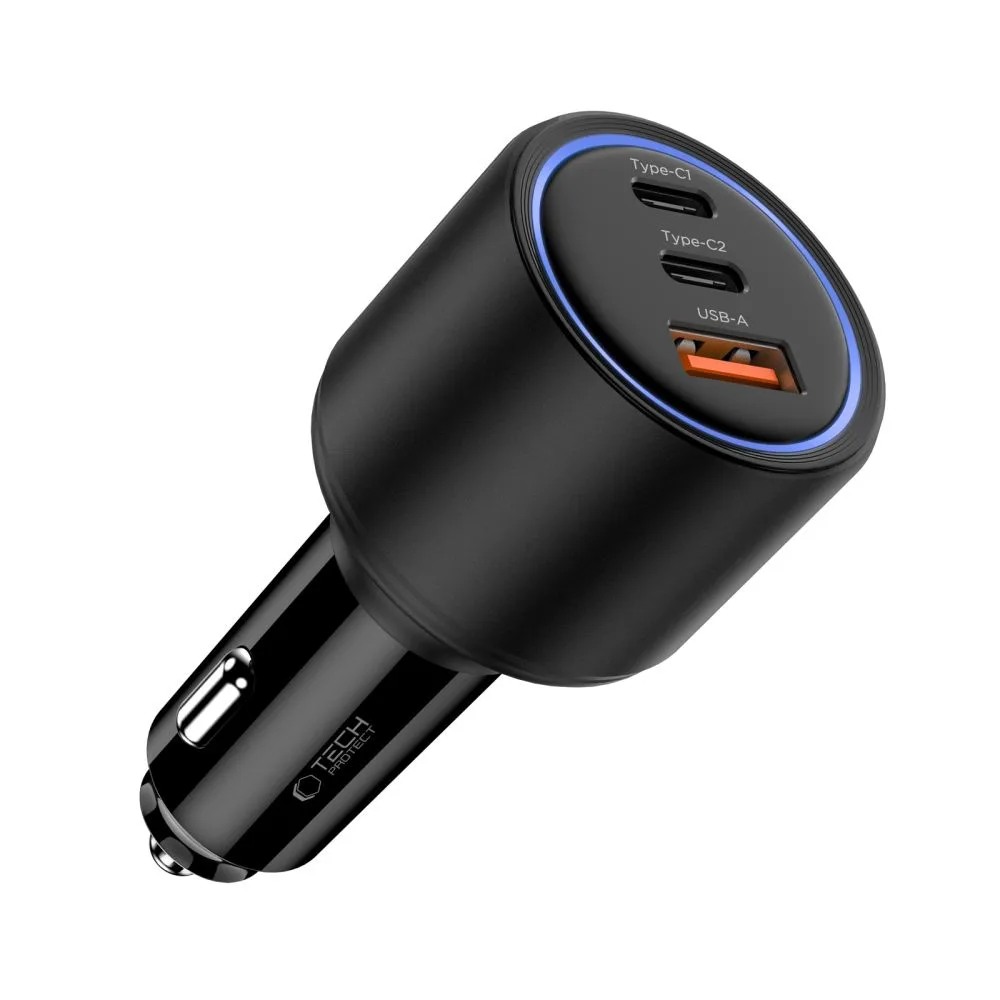 TECH-PROTECT CC04 3-PORT CAR CHARGER PD175W BLACK - Image 2