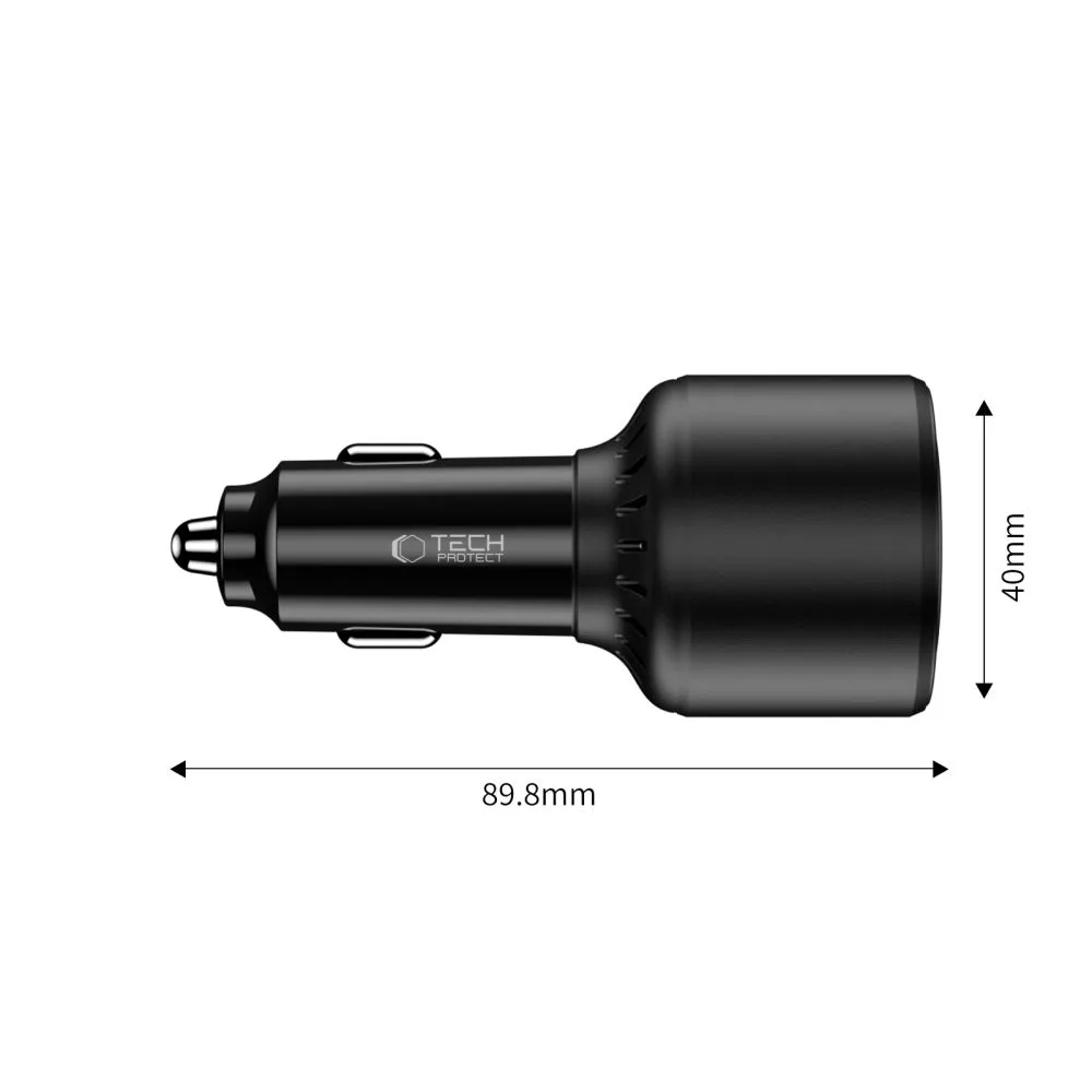 TECH-PROTECT CC04 3-PORT CAR CHARGER PD175W BLACK - Image 3