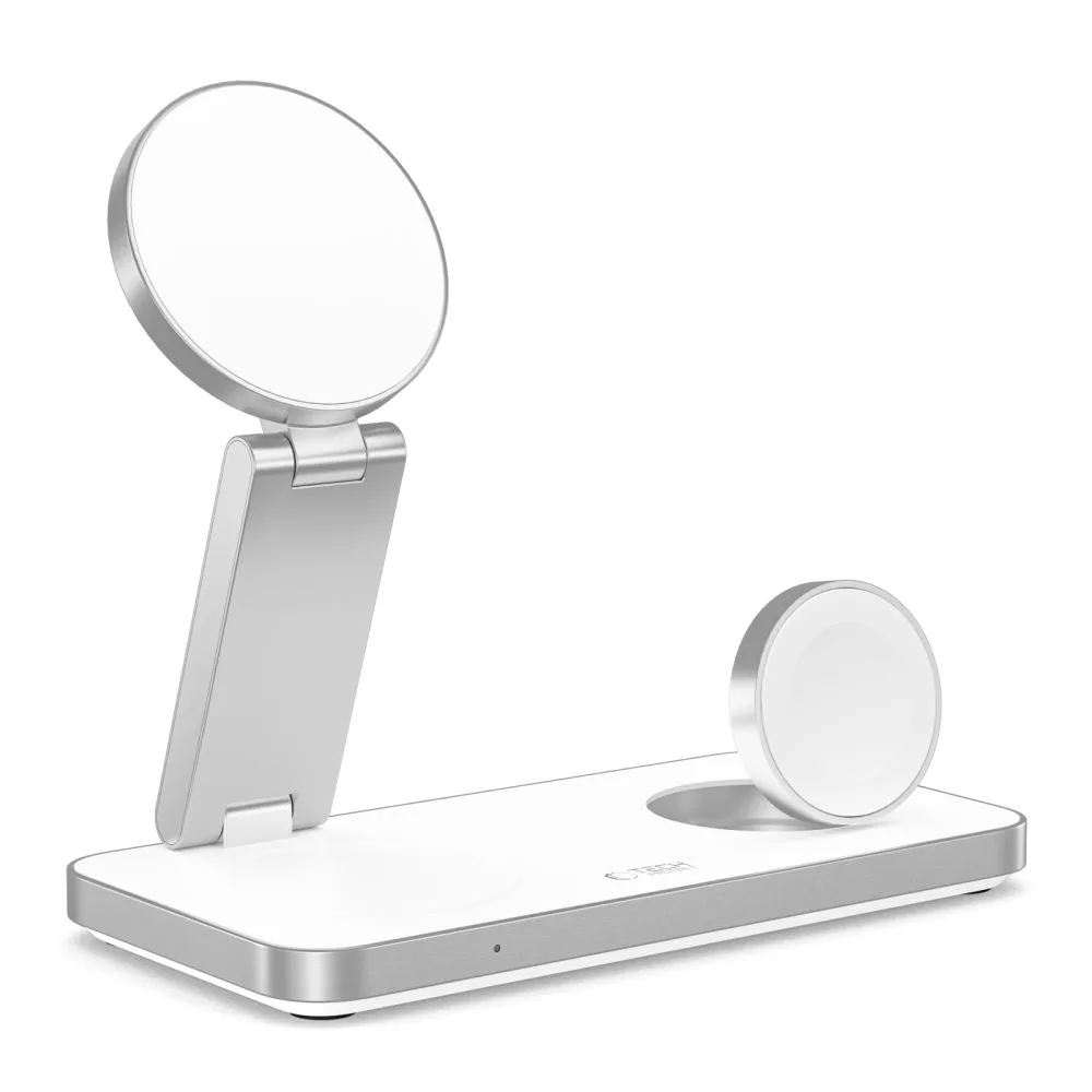 TECH-PROTECT QI15W-A47 3IN1 MAGNETIC MAGSAFE WIRELESS CHARGER WHITE - Image 3