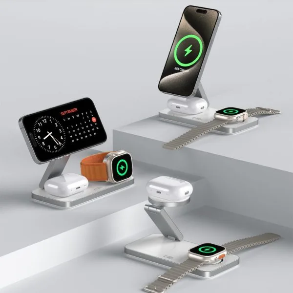 TECH-PROTECT QI15W-A47 3IN1 MAGNETIC MAGSAFE WIRELESS CHARGER WHITE - Image 8