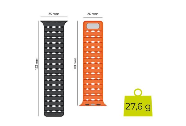 Mobile Origin Magnetic Strap Black/Orange-Apple Watch 49mm/46mm/45mm/44mm (AWMS-01-BLK-ORG) - Image 9
