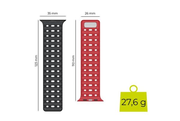Mobile Origin Magnetic Strap Black/Red-Apple Watch 49mm/46mm/45mm/44mm (AWMS-01-BLK-RED) - Image 9