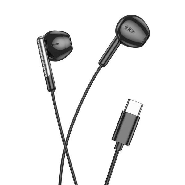 EOL HOCO wire earphones Type C with microphone M123 black - Image 2