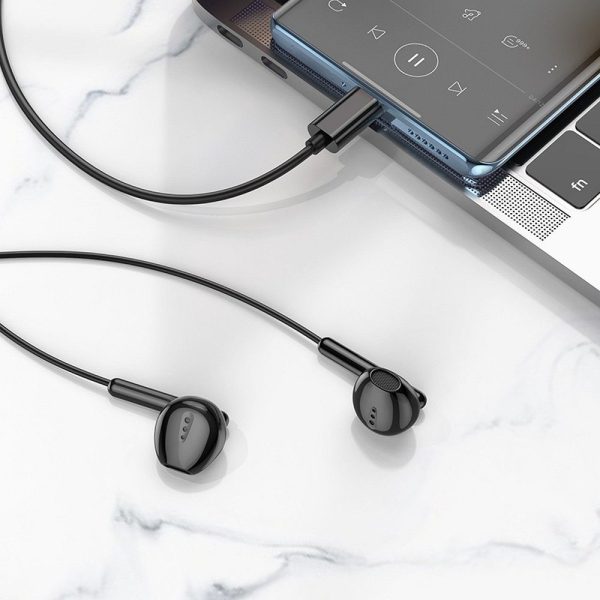EOL HOCO wire earphones Type C with microphone M123 black - Image 5