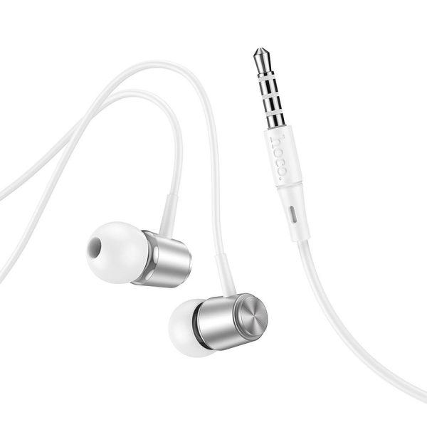 HOCO wire earphones Jack 3,5 mm with microphone M108 silver - Image 3