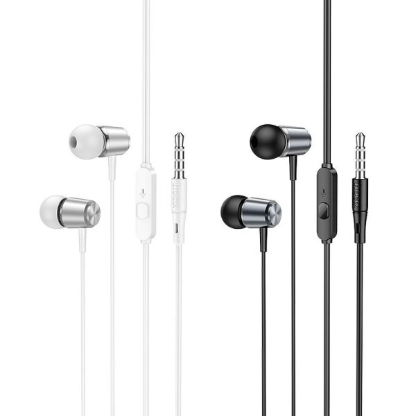 HOCO wire earphones Jack 3,5 mm with microphone M108 silver - Image 4